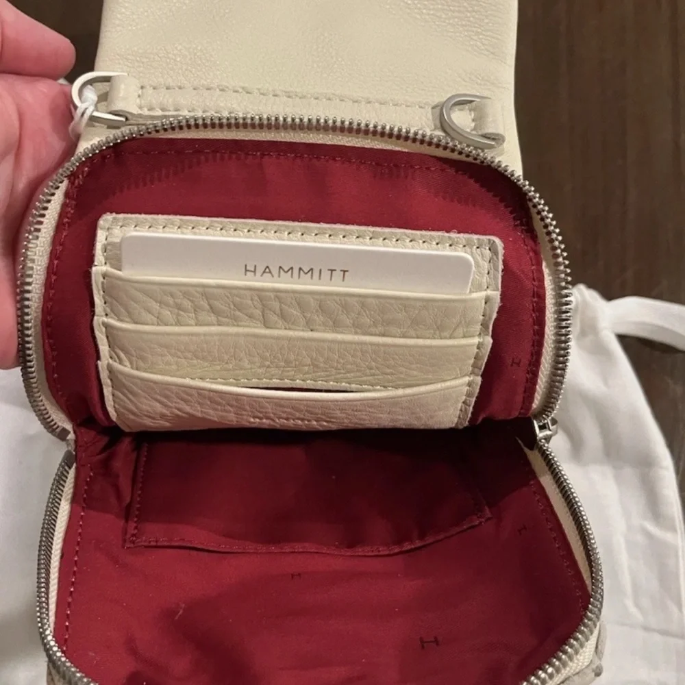 NWT $275 Hammitt Leather VIP Mobile phone Crossbody Coastal Cream Silver HRDWR - Picture 5 of 13